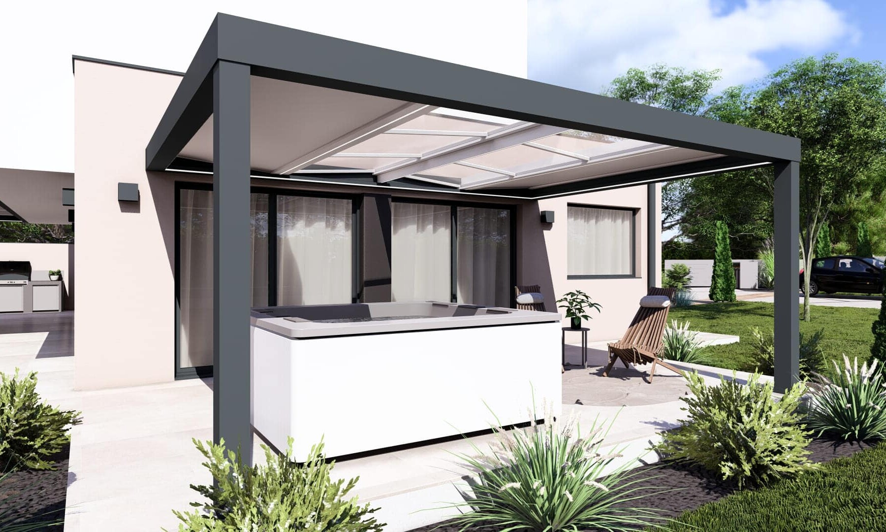 LA Pergola Toiture mixte Concept Alu